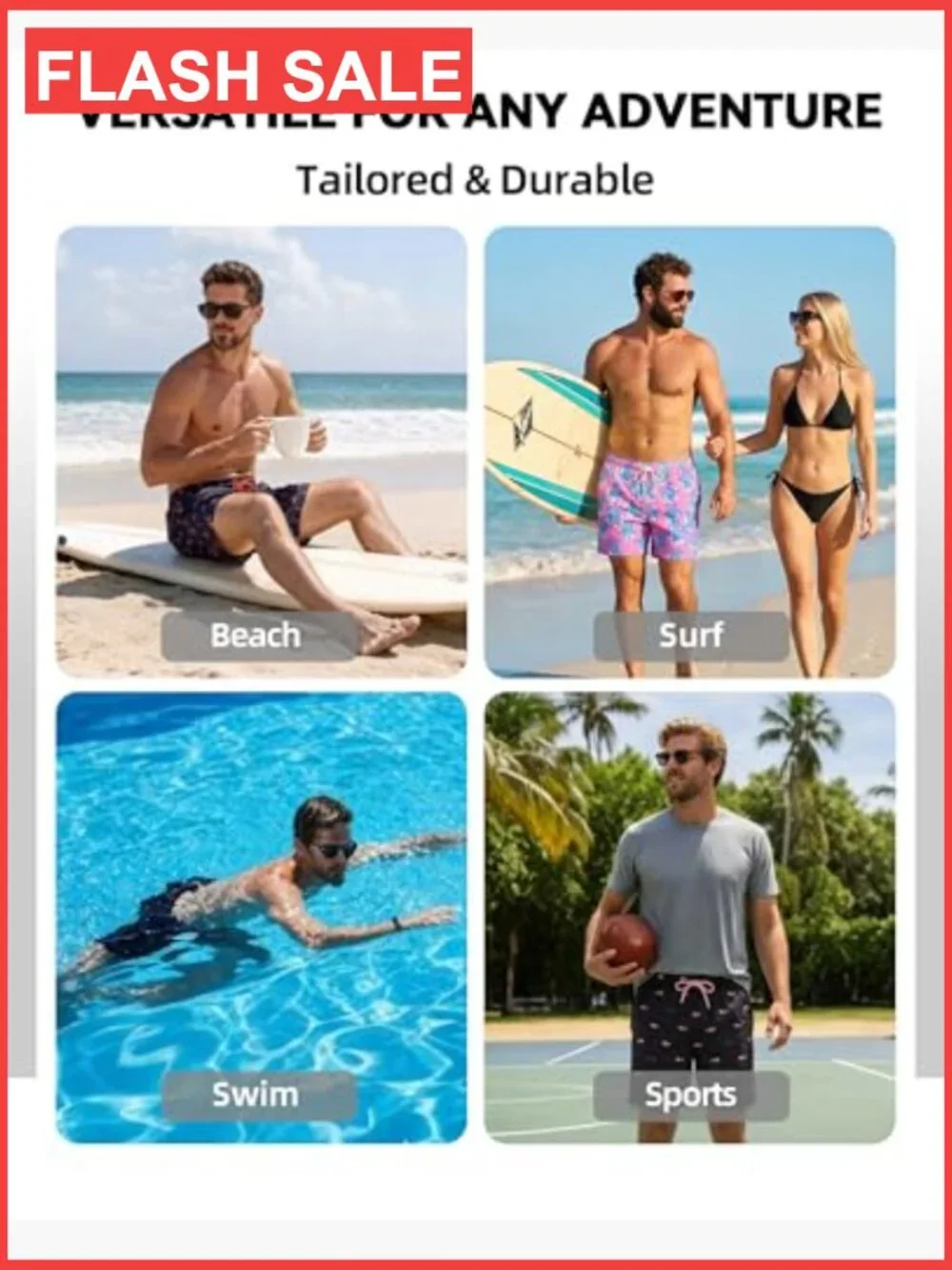 Men's Swim Trunks 2-in-1 with Compression Liner Quick Dry Zipper Pockets